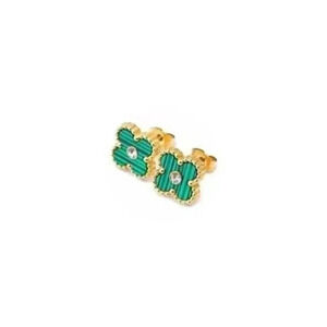 New Four-leaf Clover With Diamond Stud Earrings For Women 18k Titanium Steel Ear
